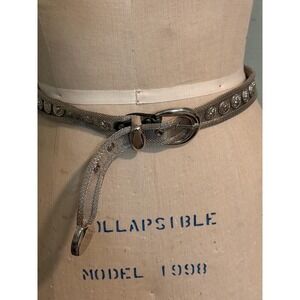 Vintage Silver Mesh Lion Head Medallion Belt Metallic Statement Buckle Womens